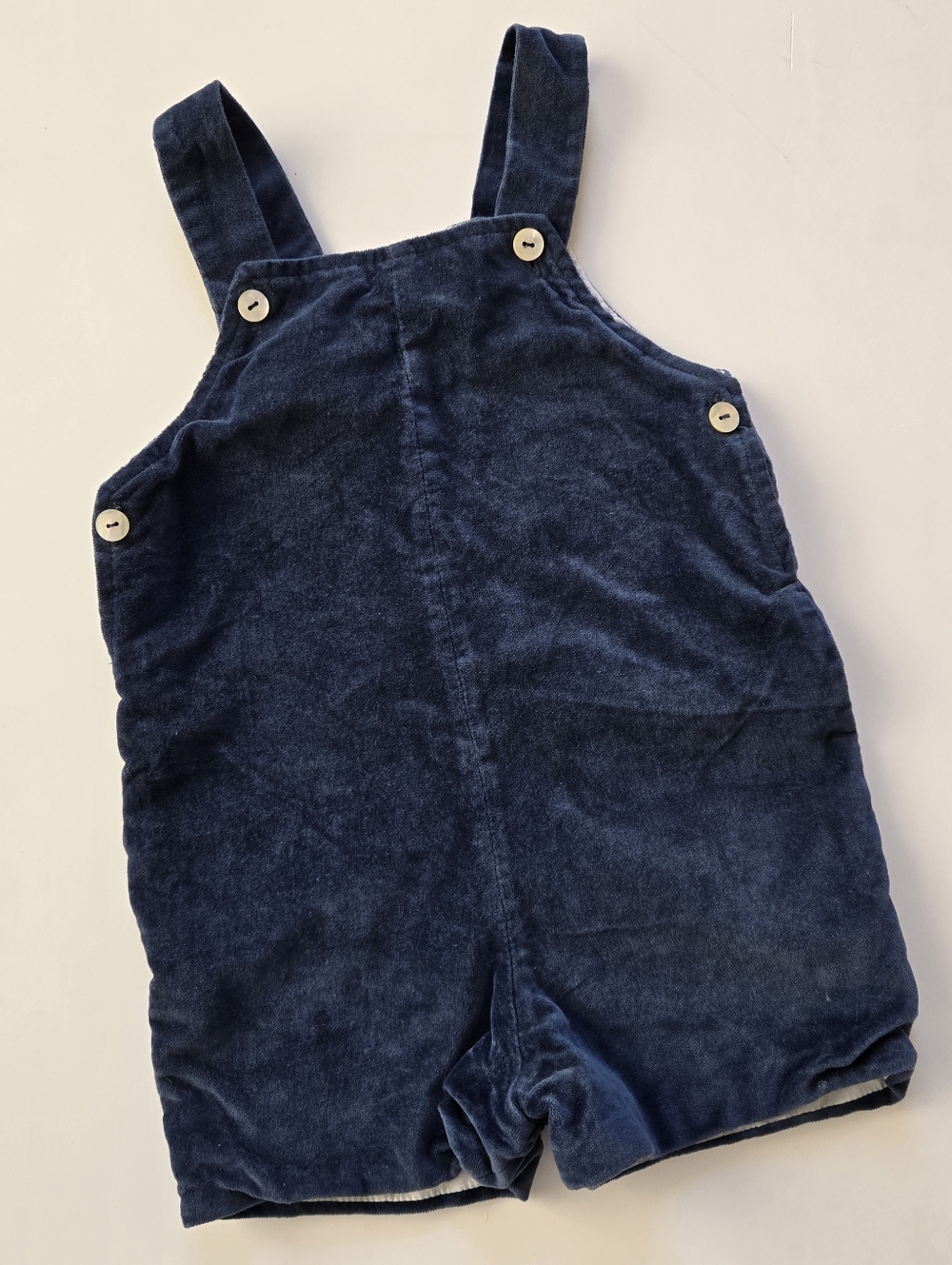 La Coqueta Kids Velvet Buganvilla Baby Overalls Navy 18m